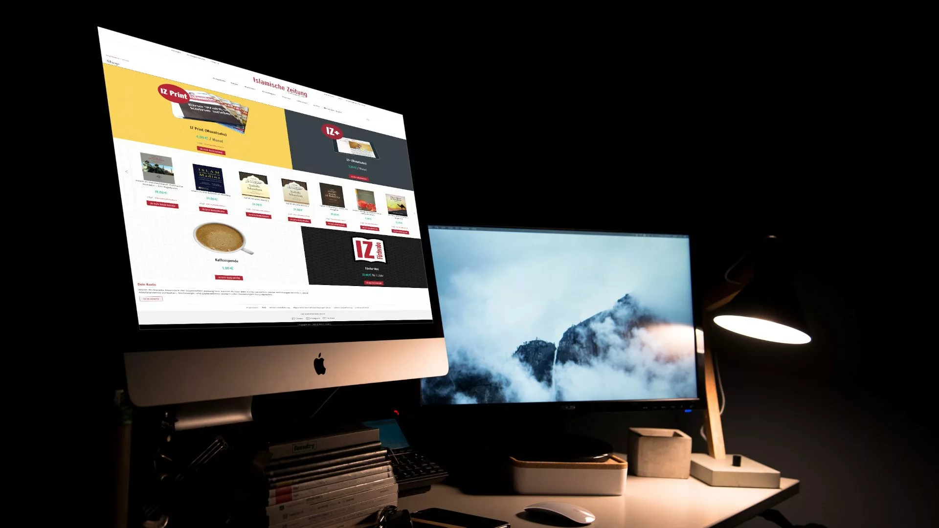 Cover image showing a desktop work place with the said website loaded in it.