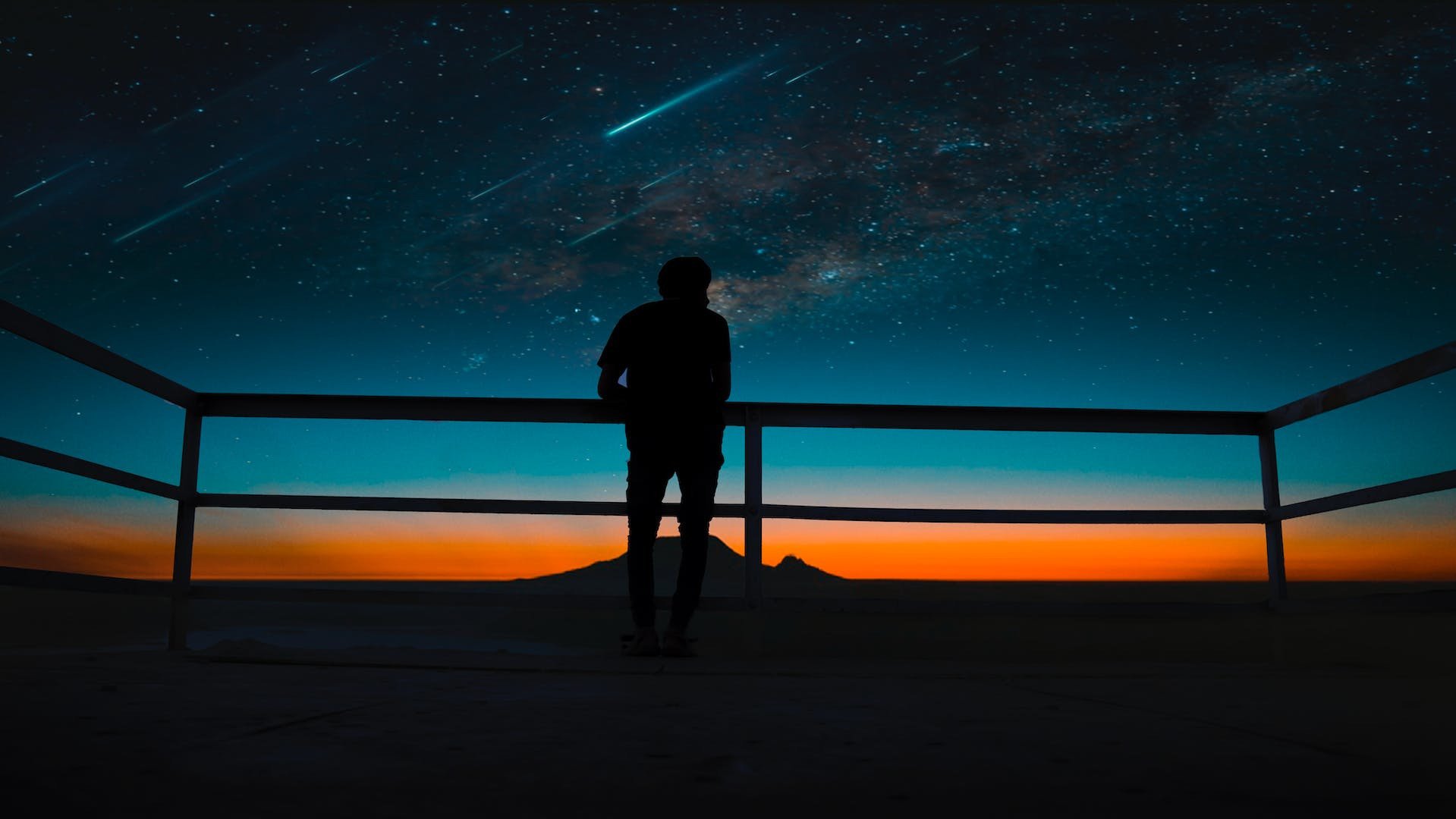 Man gazing at stars