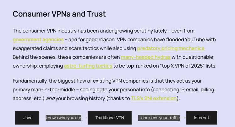 Screenshot of part of a blog post simulating how users with green weakness almost can't read the orange hyperlinks on a blue background.