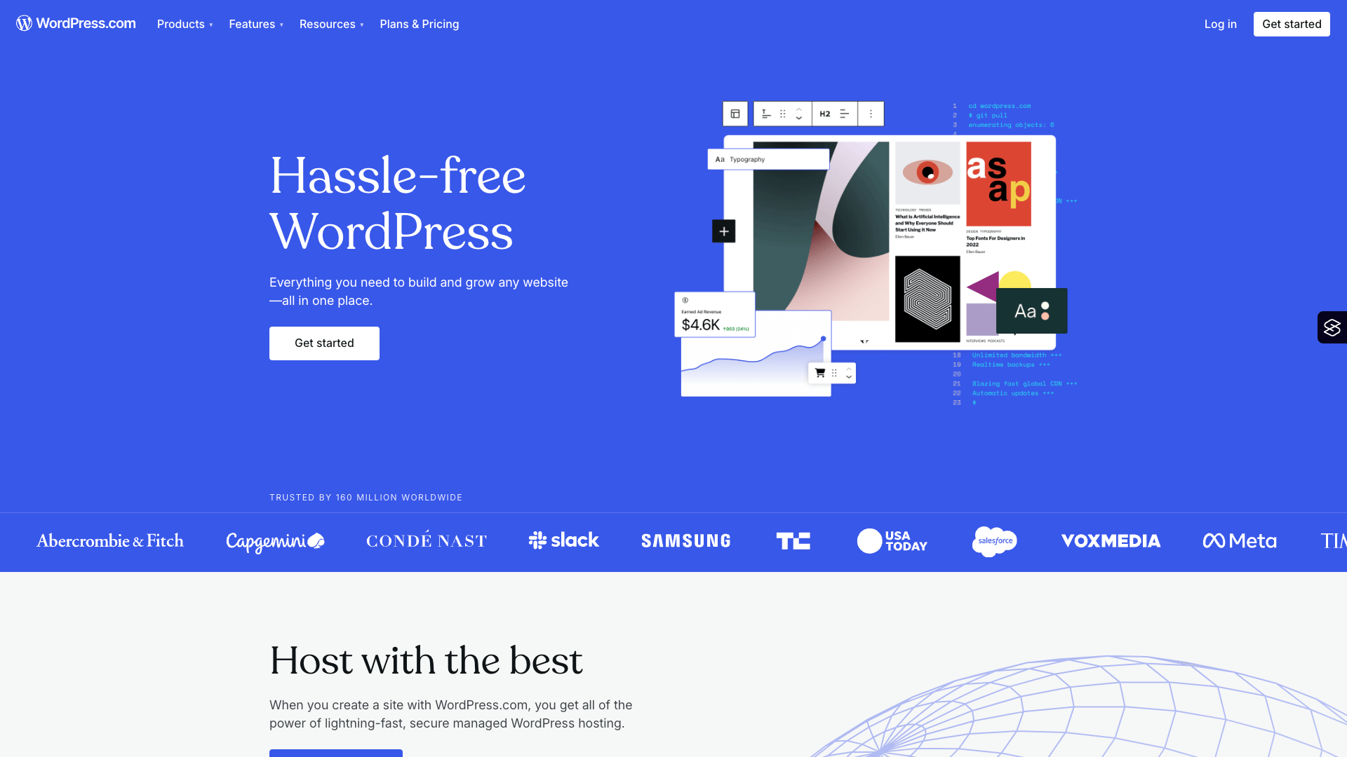 Screenshot of the wordpress.com Homepage