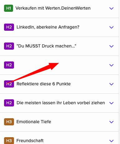Überschriften-Hierarchie stimmt zuerst noch, von H1 bis H3