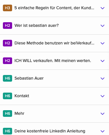 Plötzlich kommen nach H2-Elementen eine Reihe H6-Elemente