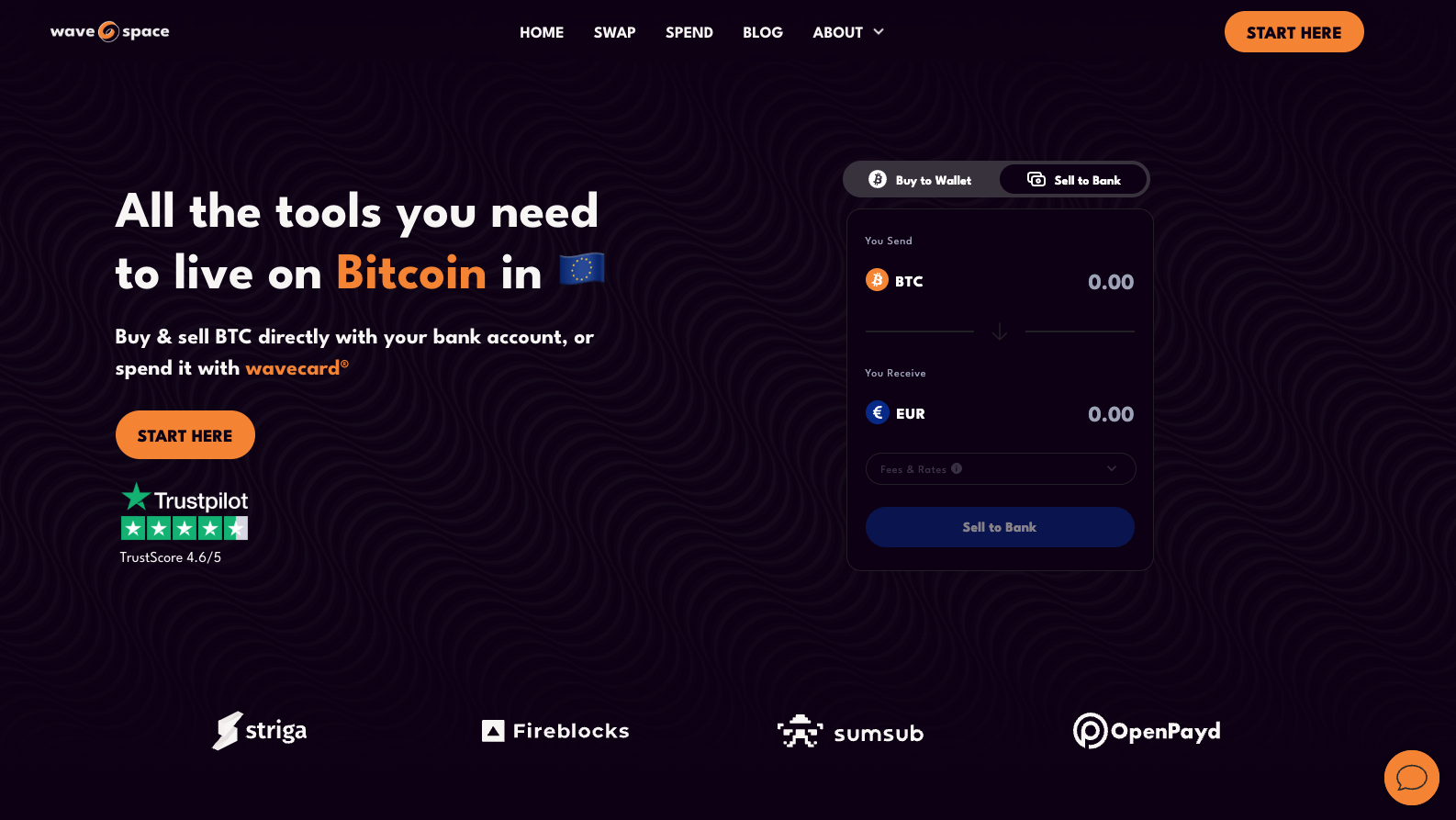 Screenshot of the wave.space front page