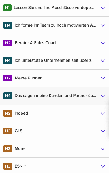 Überschriften-Reihenfolge ist durcheinander. H1 - H4 - H2 - H4 ... etc.
