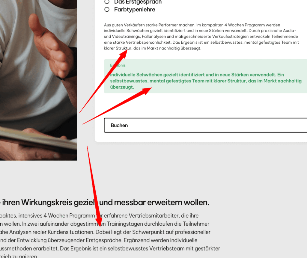 Drei Textpassagen in unterschiedlicher Größe im Blickfeld.